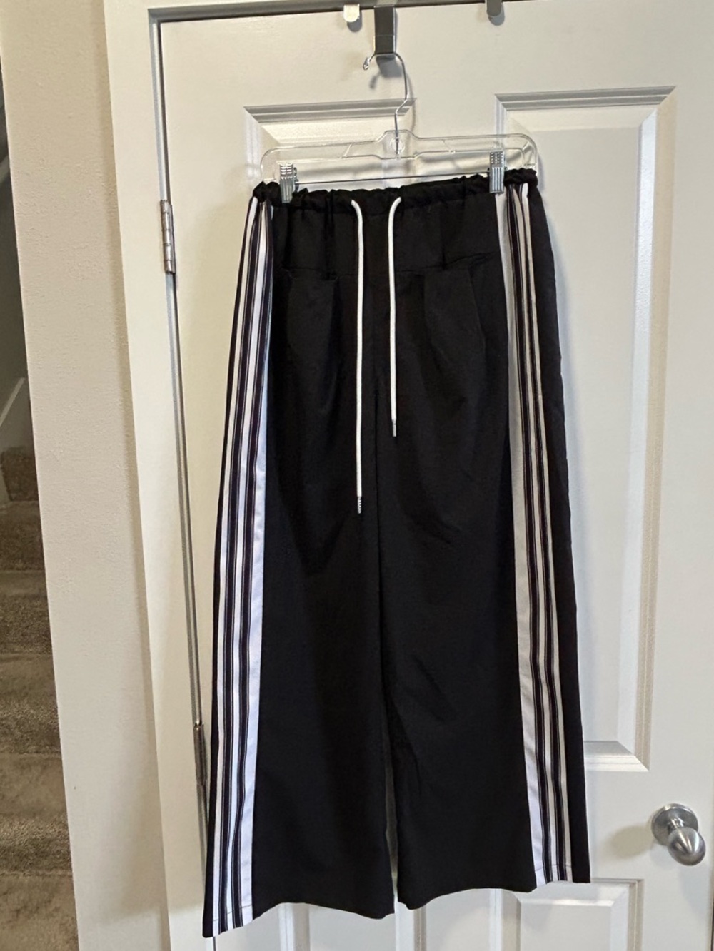 Wide leg, black track pants